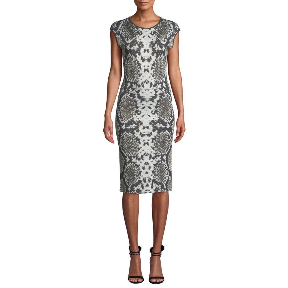 Naeem Khan Gray and Black Midi Dress New with Tags